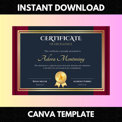 Certificate of Excellence Template | Excellence Certificate - CreativeRino