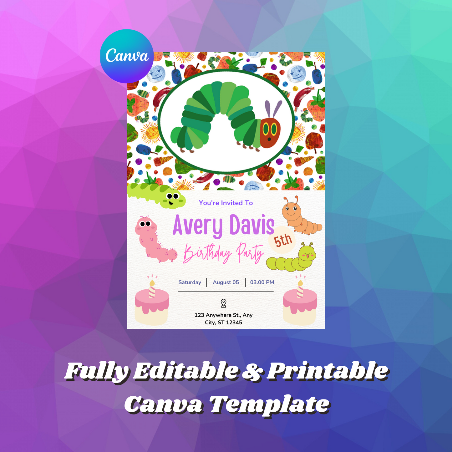 Very Hungry Caterpillar Birthday Invitation Template