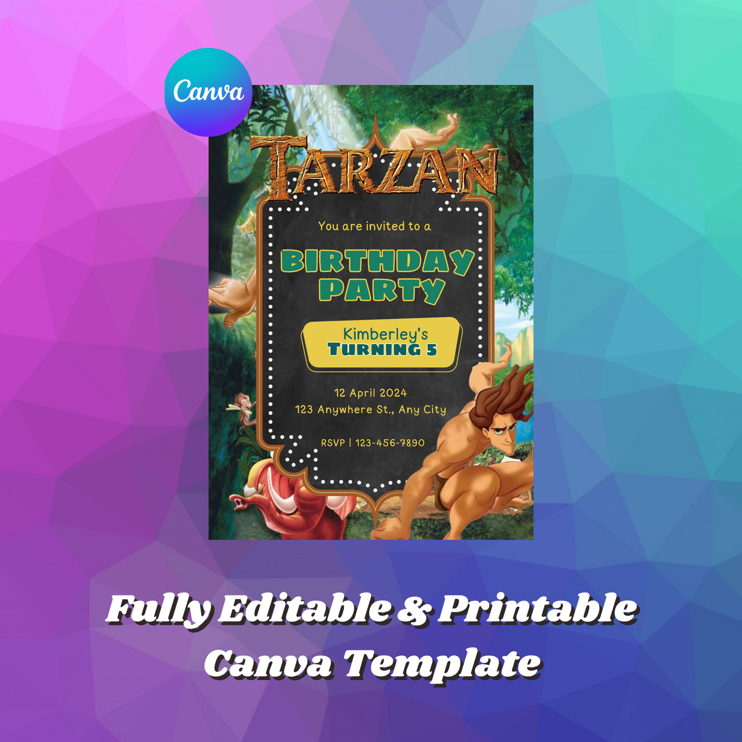 Tarzan Birthday Invitation Template