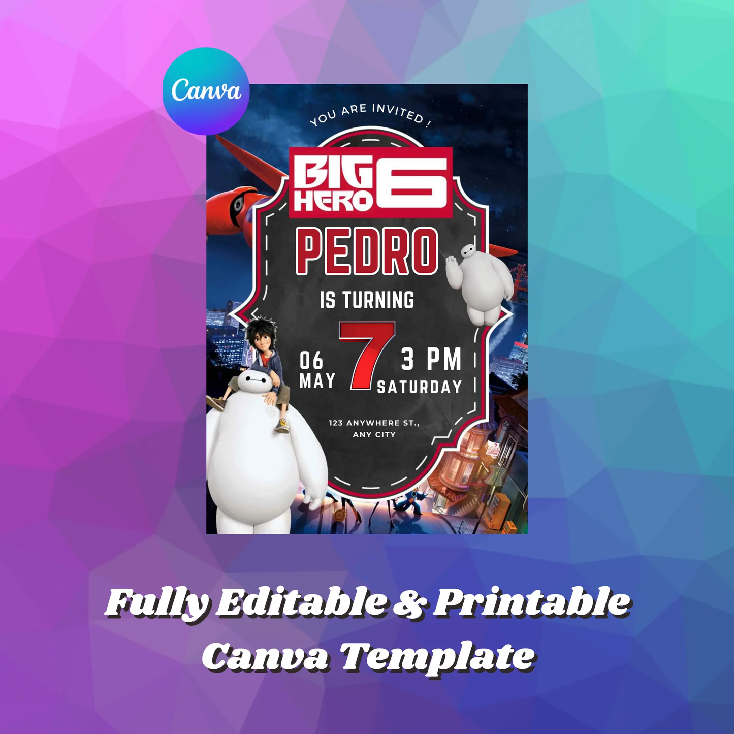 Big Hero 6 Birthday Invitation Template - CreativeRino