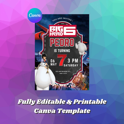 Big Hero 6 Birthday Invitation Template - CreativeRino