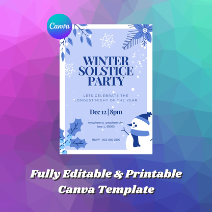 Winter Solstice Party Invitation Template - CreativeRino
