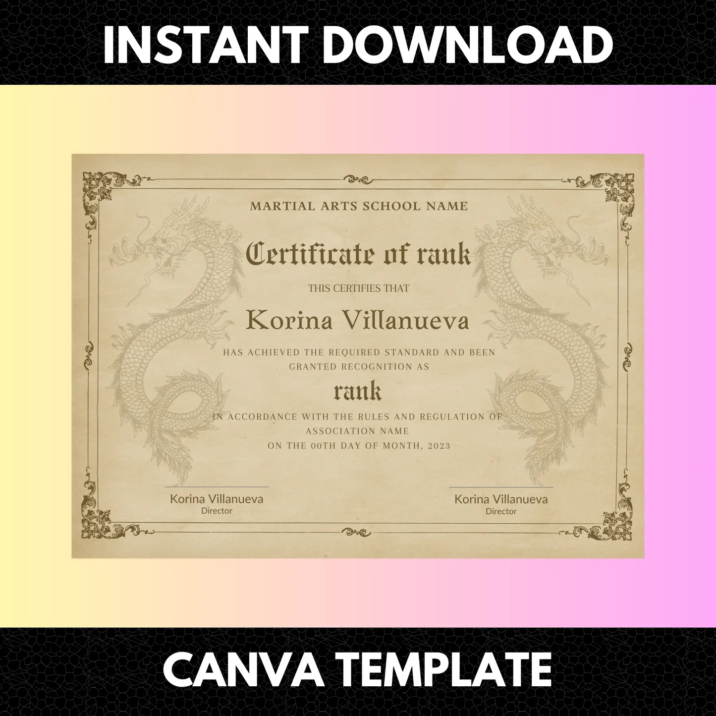 Certificate of Rank Template | Rank Certificate - CreativeRino