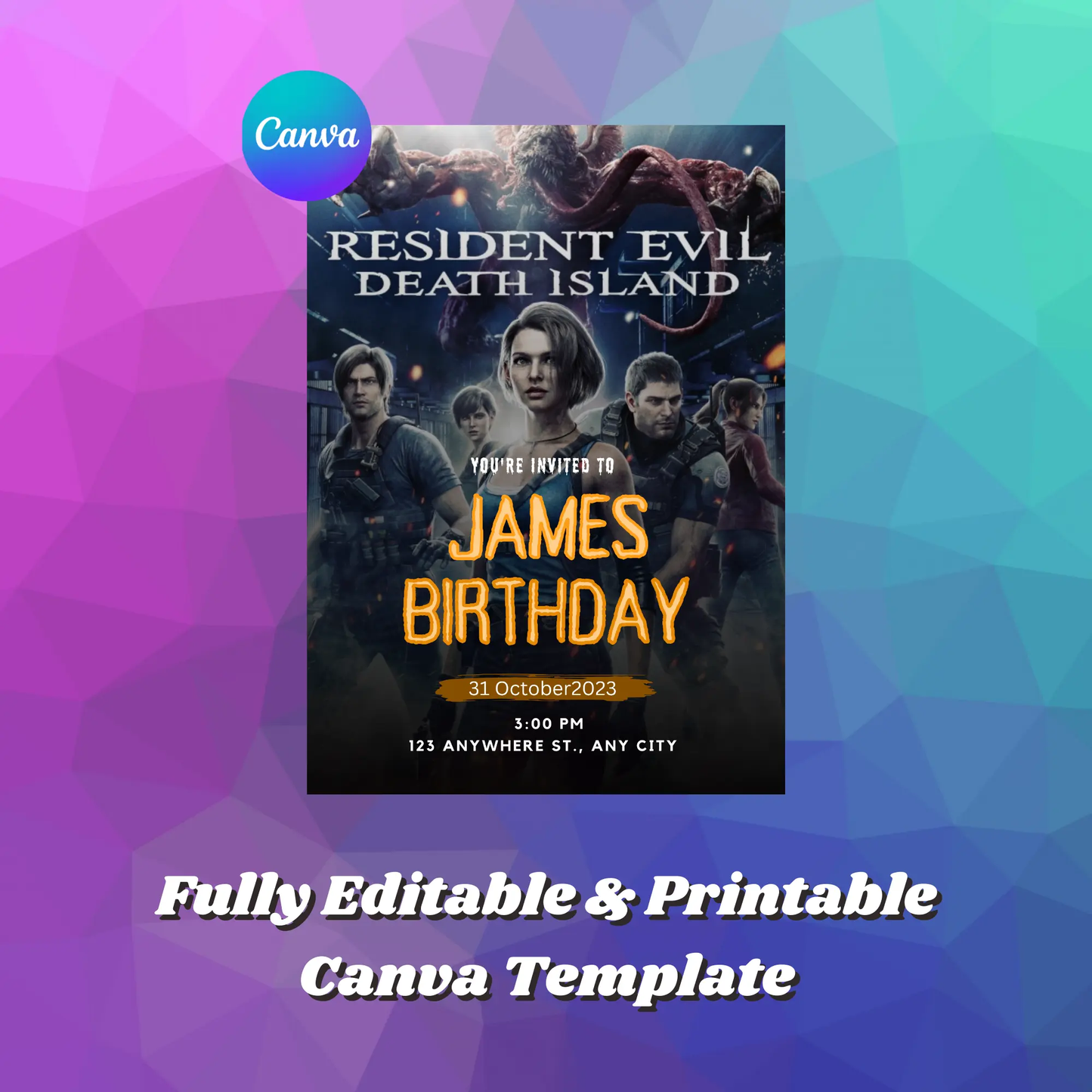 Resident Evil Death Island Birthday Invitation Template - CreativeRino