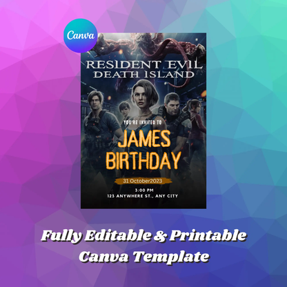 Resident Evil Death Island Birthday Invitation Template - CreativeRino