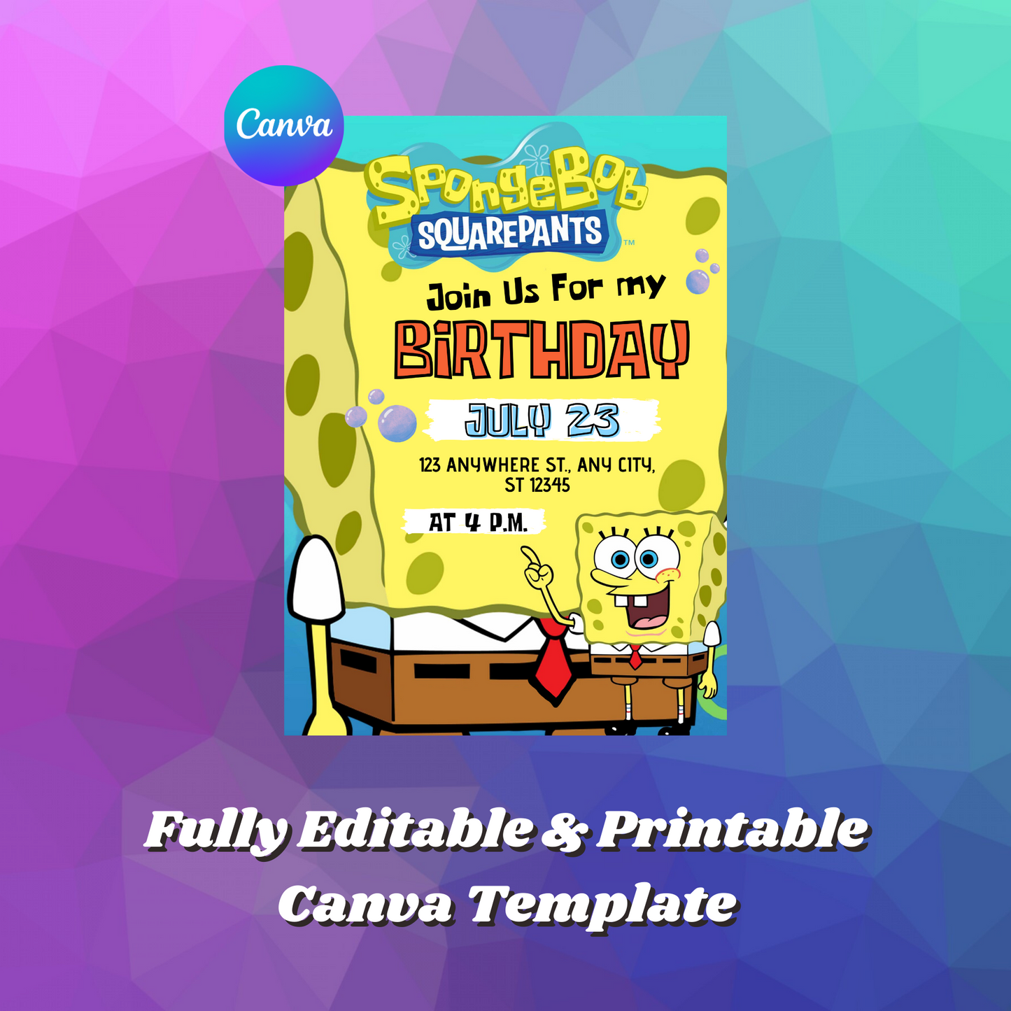 SpongeBob SquarePants Birthday Invitation Template