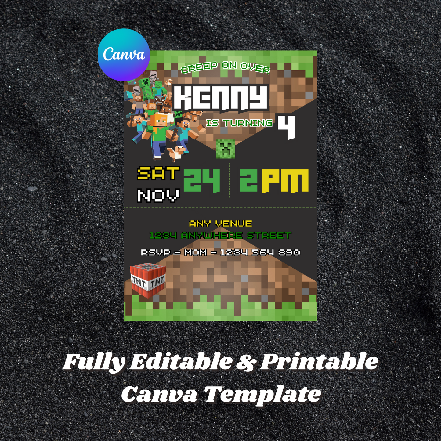 Minecraft Birthday Invitation Template