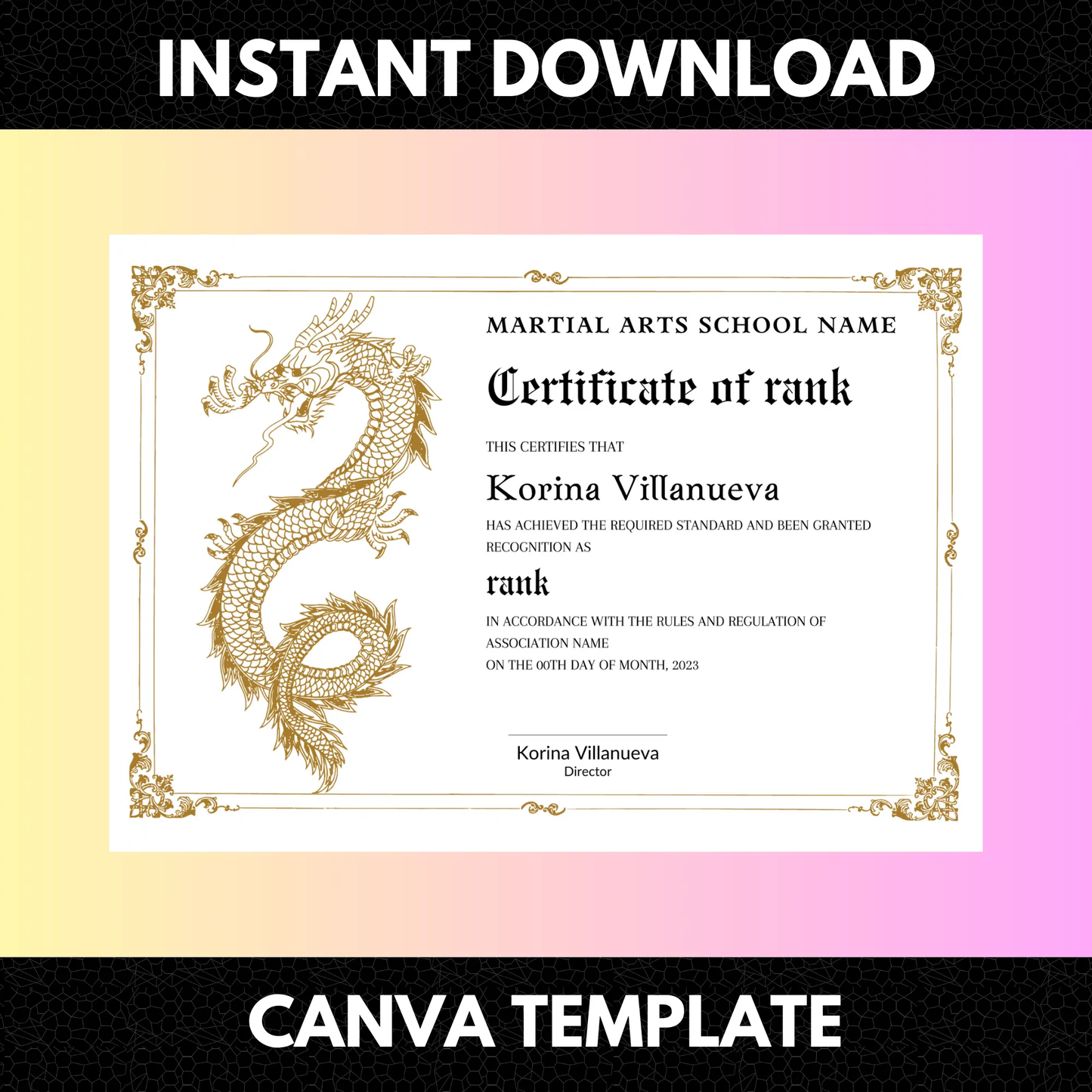 Certificate of Rank Template | Rank Certificate - CreativeRino