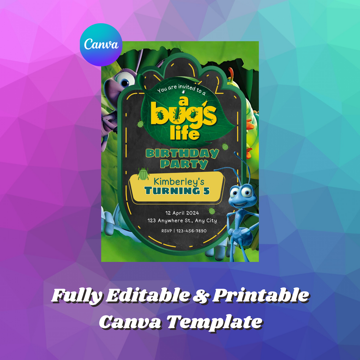 A Bugs Life Birthday Invitation Template