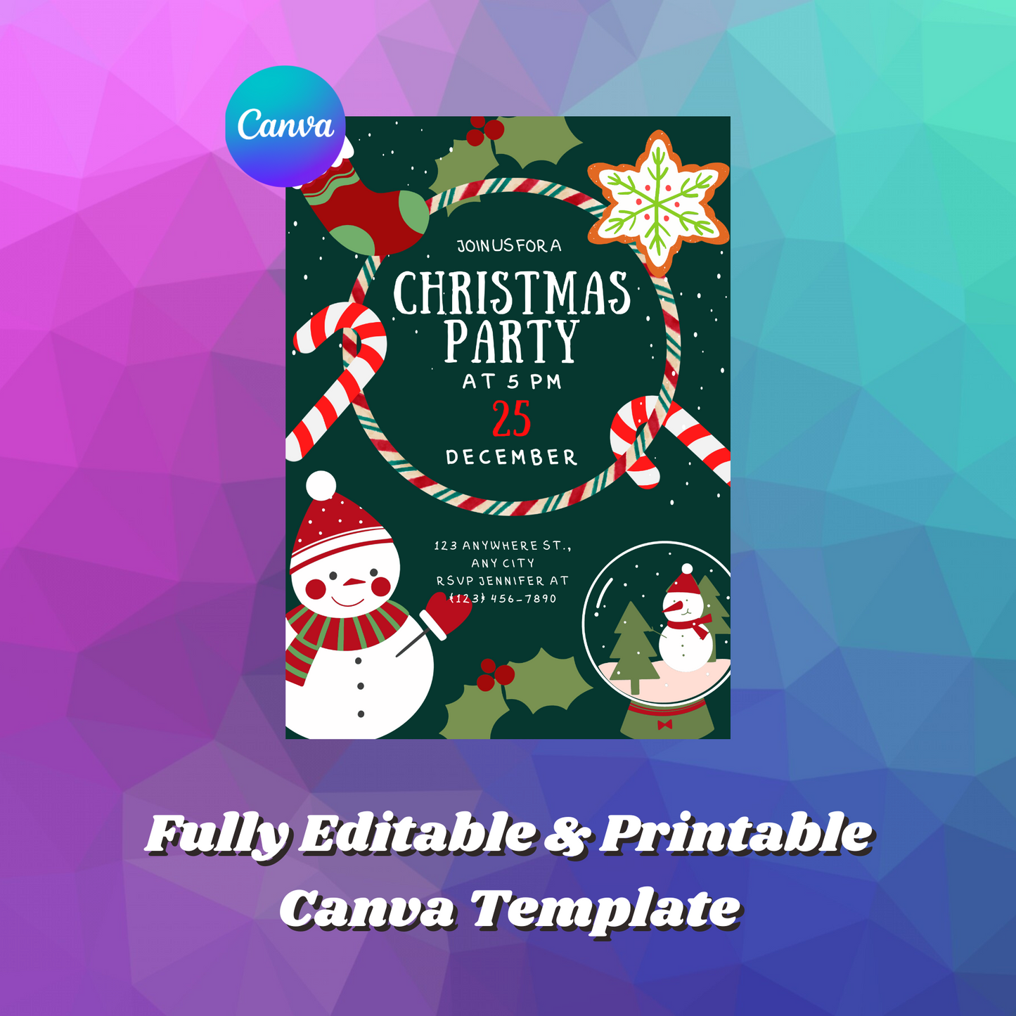 Snowman Christmas Party Invitation Template