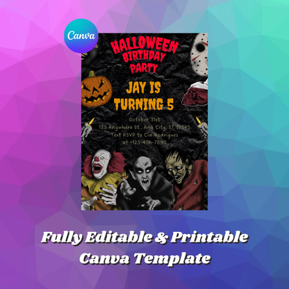 Horror Halloween Birthday Party Invitation Template - CreativeRino