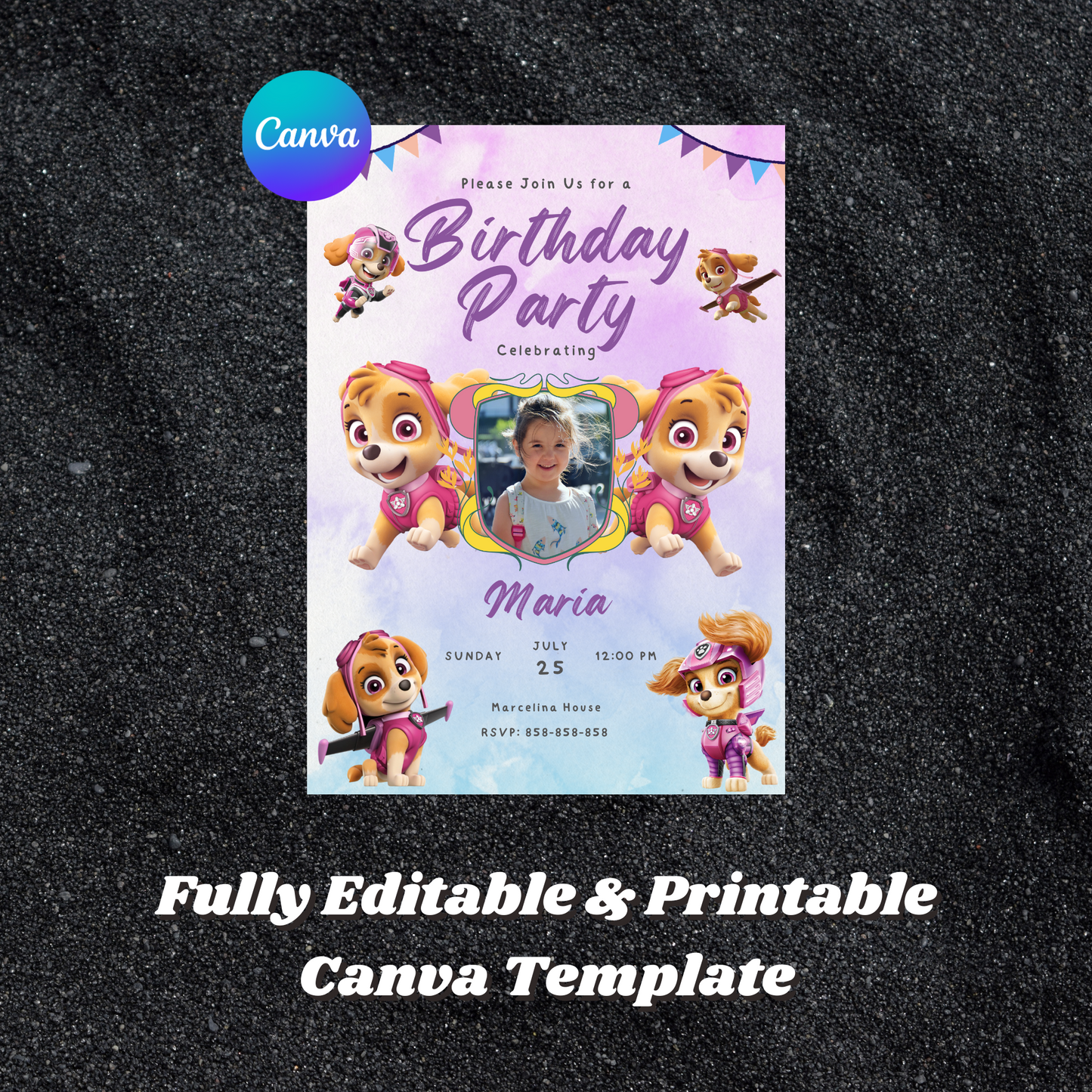 Skye Paw Patrol Birthday Invitation Template