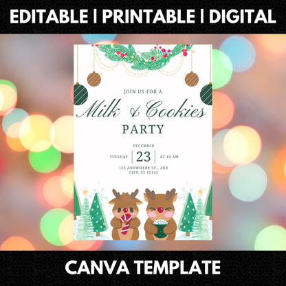 Milk and Cookies Christmas Invitation Template - CreativeRino