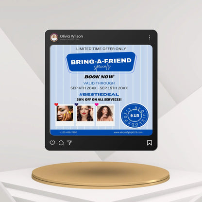 Bring A Bestie Special Flyer Template | Bring A Friend Social Media Flyer CreativeRino