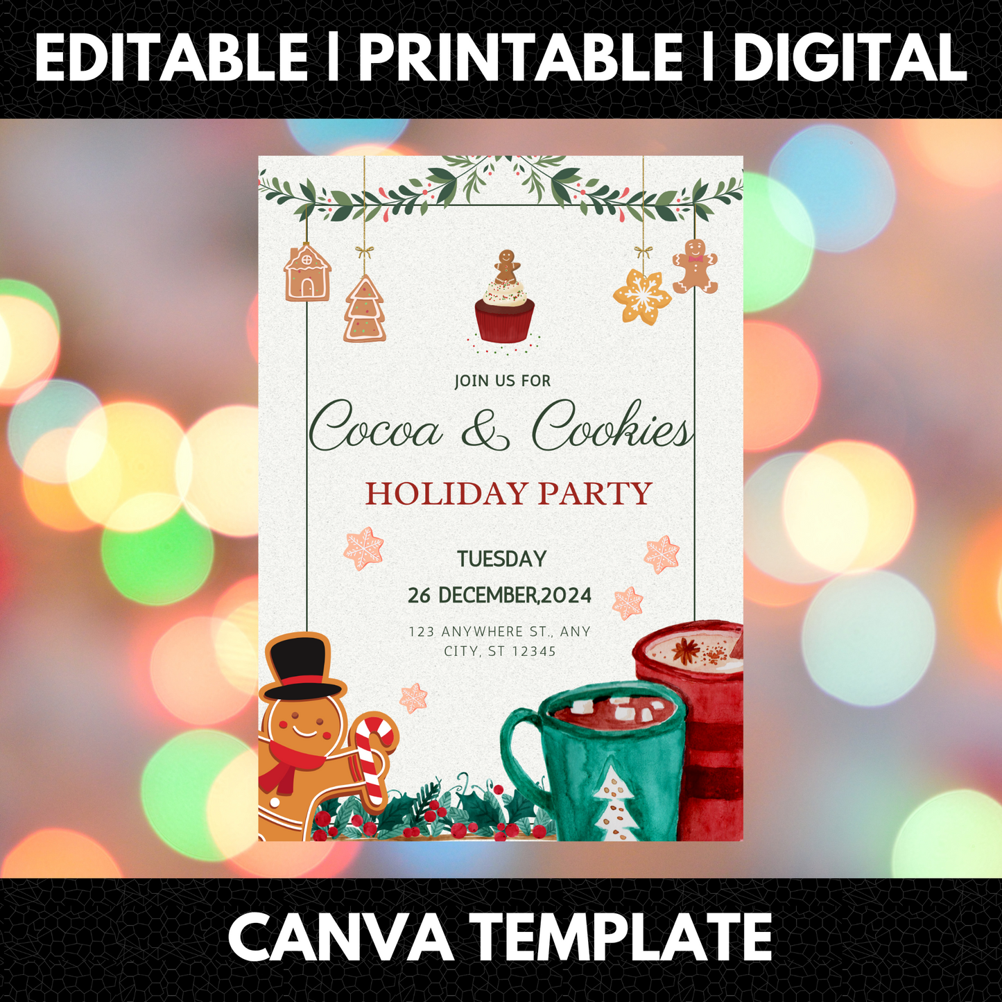 Cocoa and Cookies Christmas Invitation Template