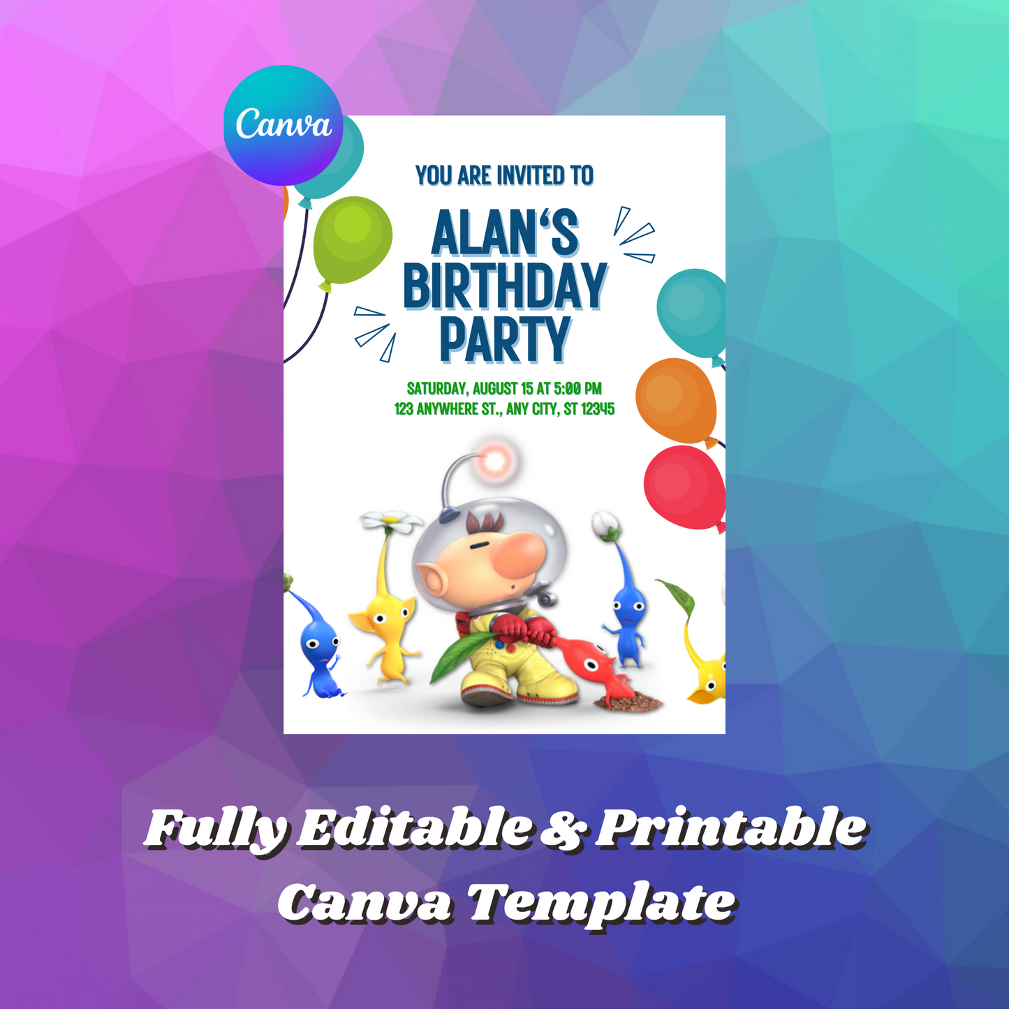 Pikmin Birthday Invitation Template