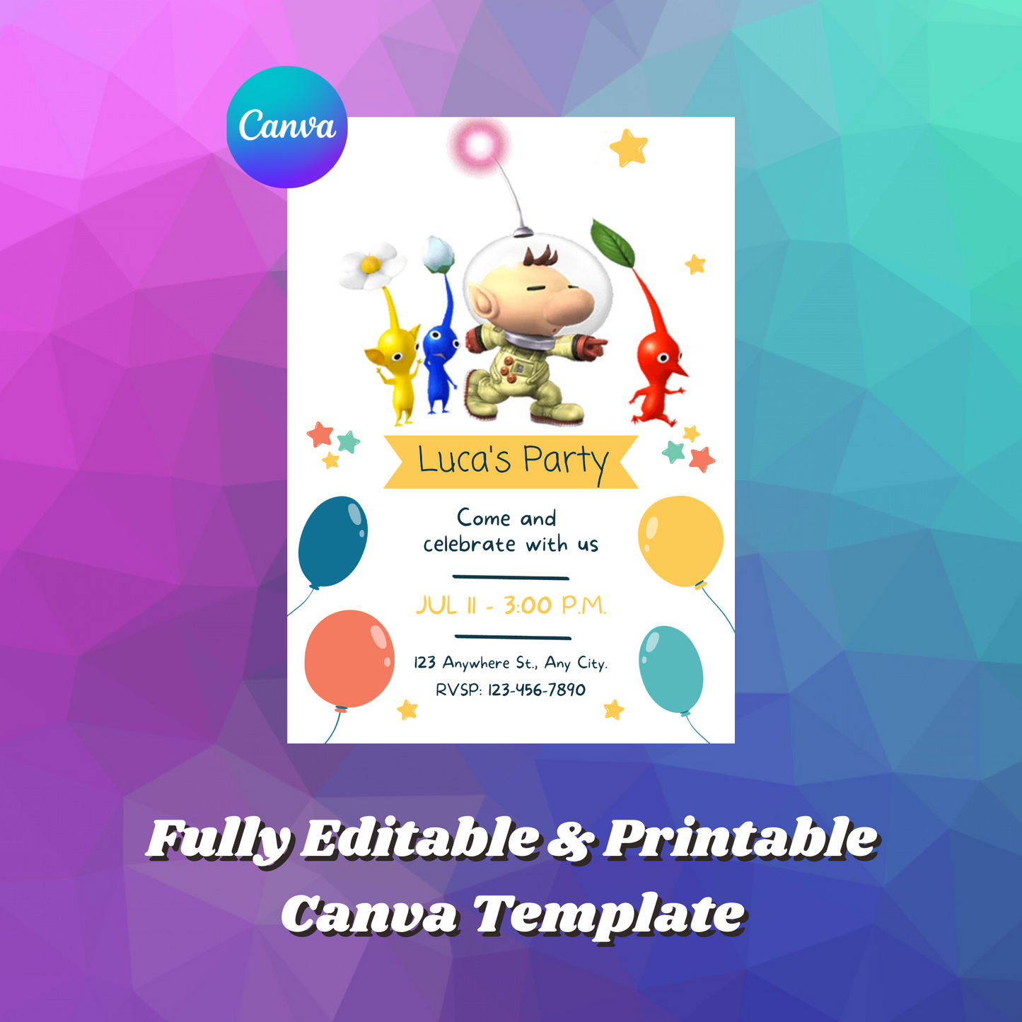 Pikmin Birthday Invitation Template