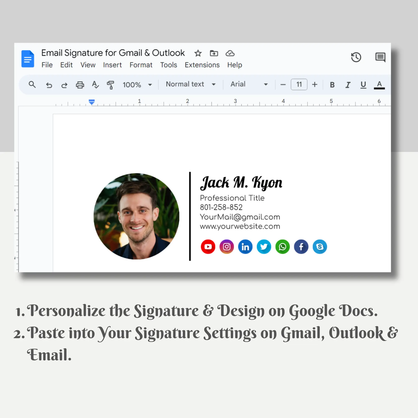 Outlook Gmail Email Signature Design Template - CreativeRino