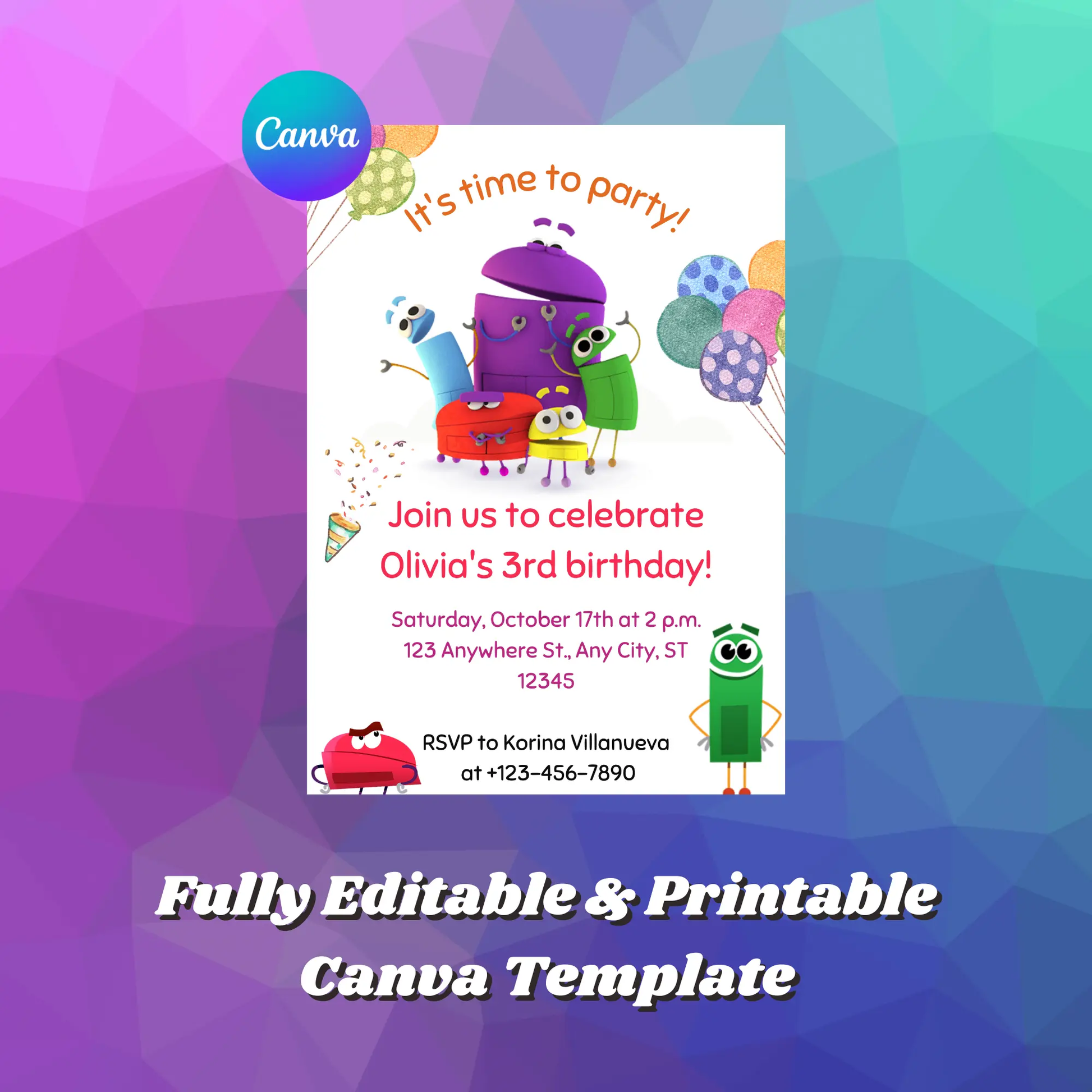Numberblocks Birthday Invitation Template - CreativeRino