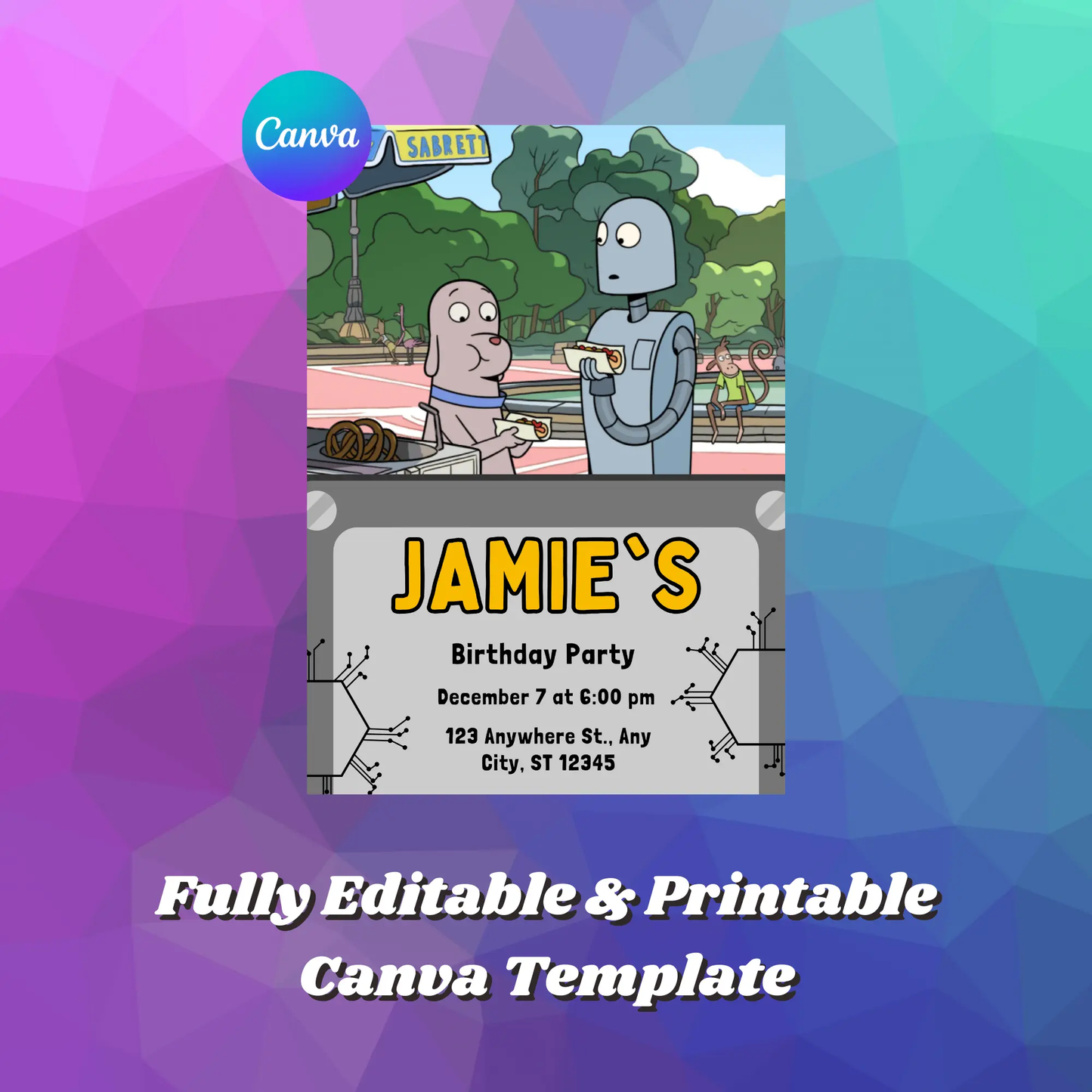 Robot Dreams Birthday Invitation Template - CreativeRino