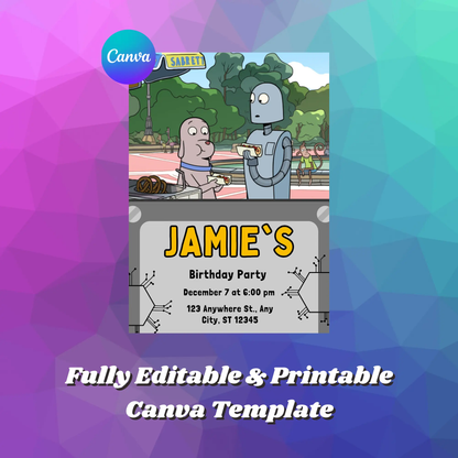 Robot Dreams Birthday Invitation Template - CreativeRino