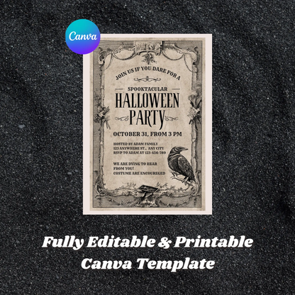 Vintage Halloween Party Invitation Template - CreativeRino