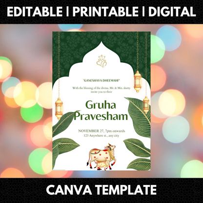 Gruhapravesham Invitation Template | Indian Housewarming Invite - CreativeRino