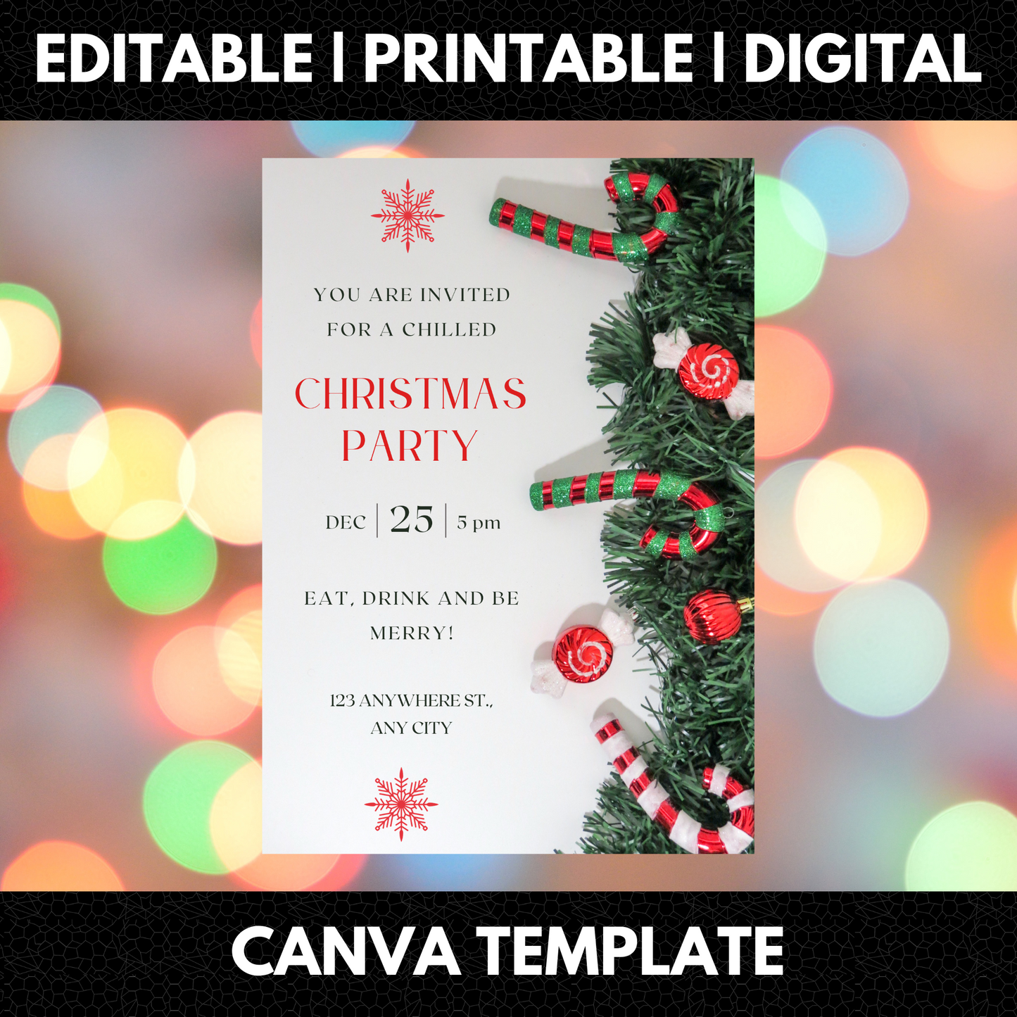 Peppermint Christmas Party Invitation Template