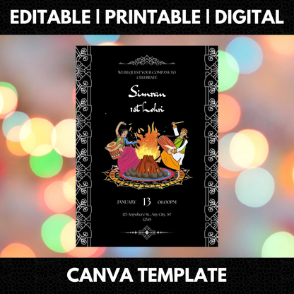 Lohri Invitation Template | Lohri Party Invite - CreativeRino