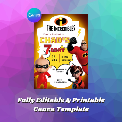 The Incredibles Birthday Invitation Template - CreativeRino