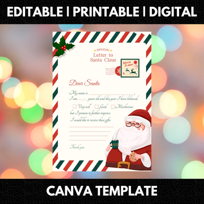 Letter to Santa Claus Christmas Template - CreativeRino