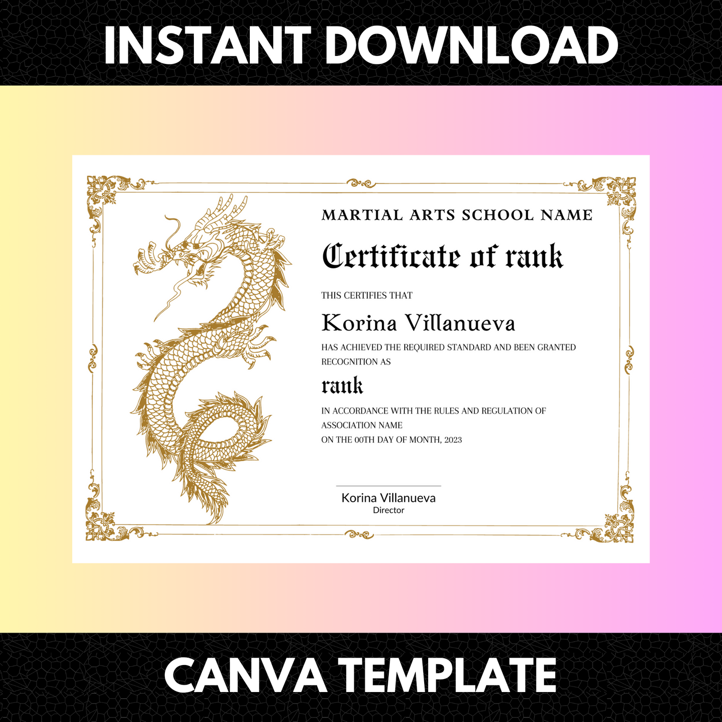 Certificate of Rank Template | Rank Certificate