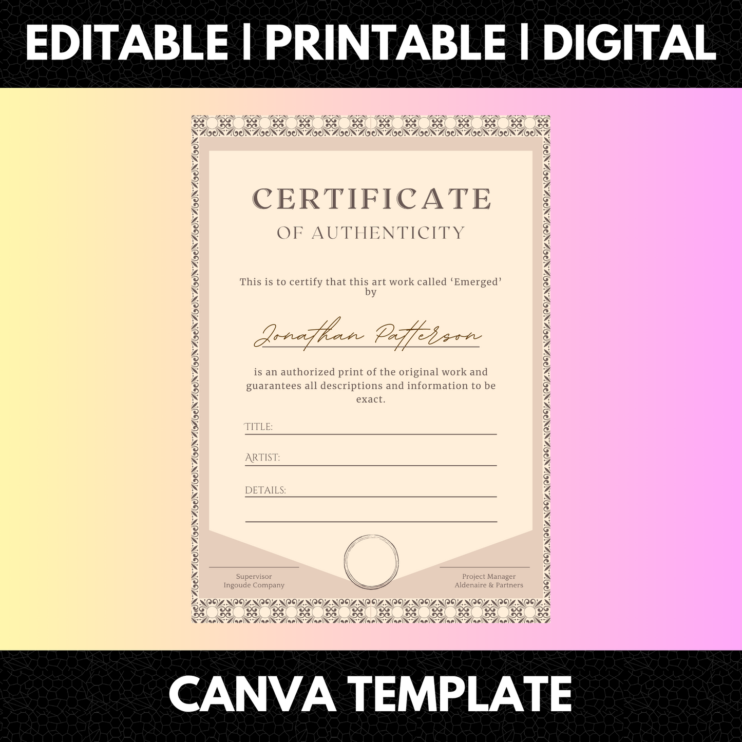 Certificate of Authenticity Template | Authenticity Certificate