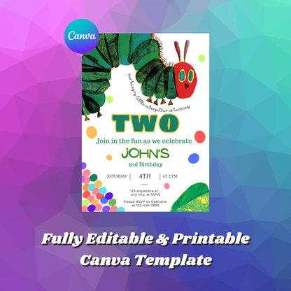 Very Hungry Caterpillar Birthday Invitation Template - CreativeRino