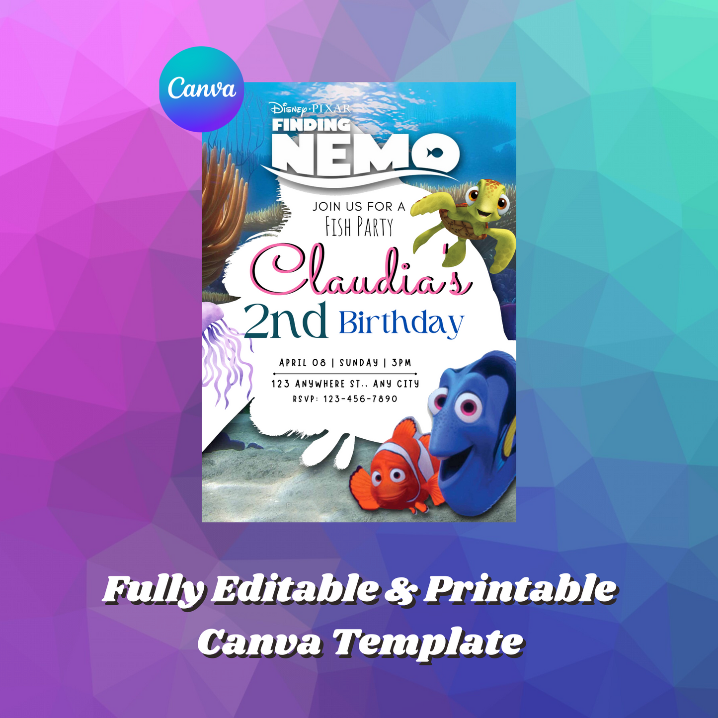 Finding Nemo Birthday Invitation Template