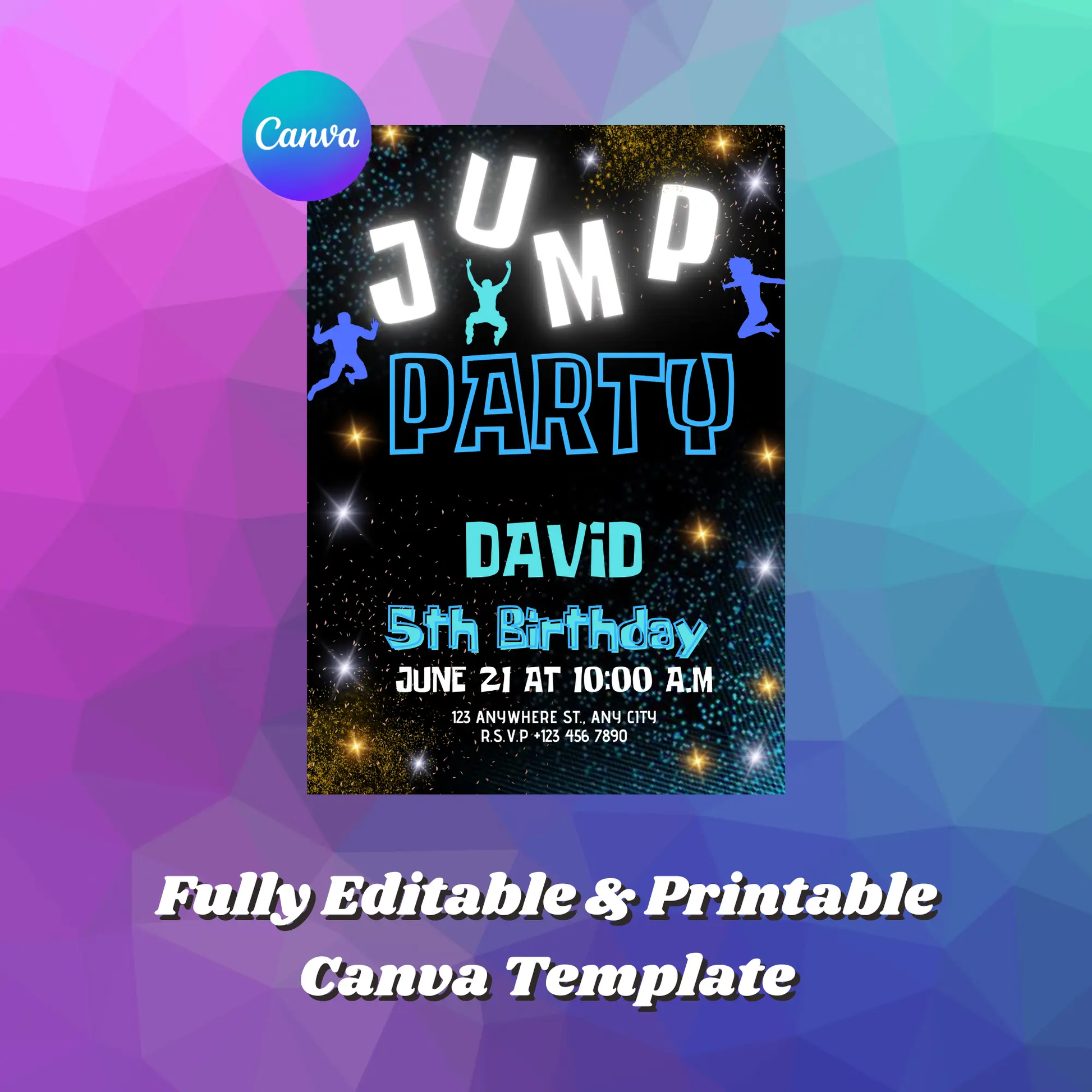Jump Birthday Party Invitation Template - CreativeRino