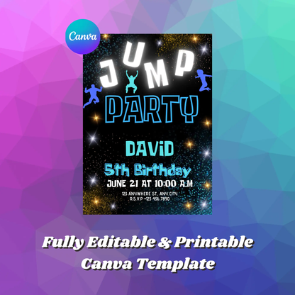 Jump Birthday Party Invitation Template - CreativeRino