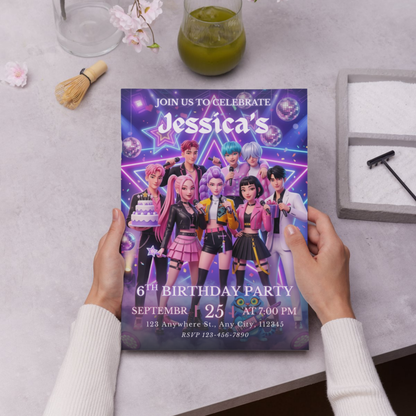 Editable Printable Kpop Demon Hunters Birthday Invitation Instant Download Party Template CreativeRino