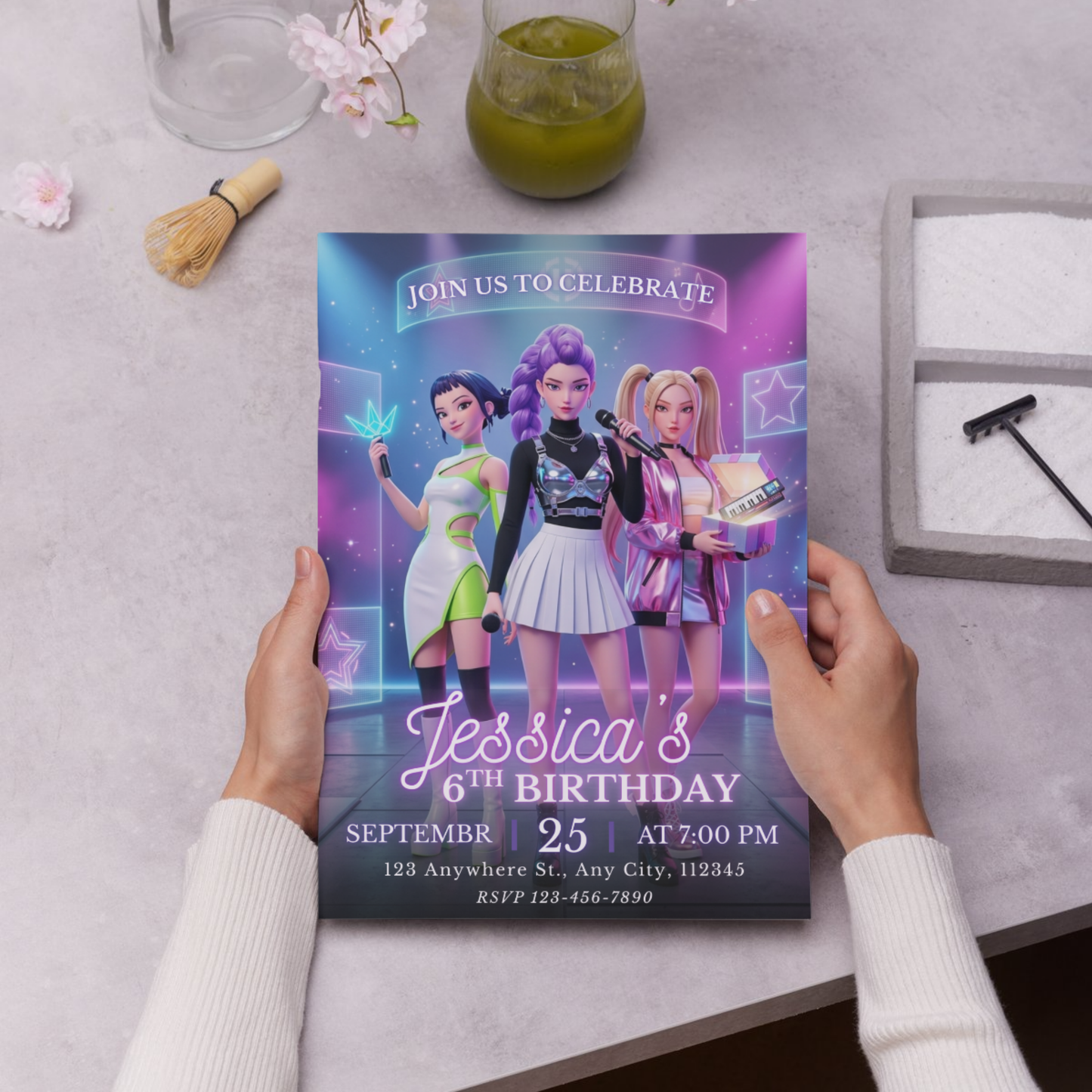 Demon Hunters Kpop Birthday Invitation – Editable Instant Download CreativeRino