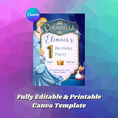 Cinderella Birthday Invitation Template - CreativeRino