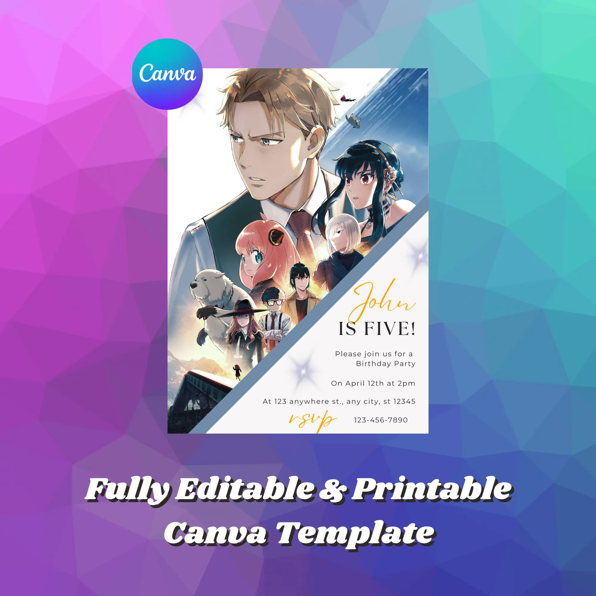 Spy x Family Birthday Invitation Template - CreativeRino