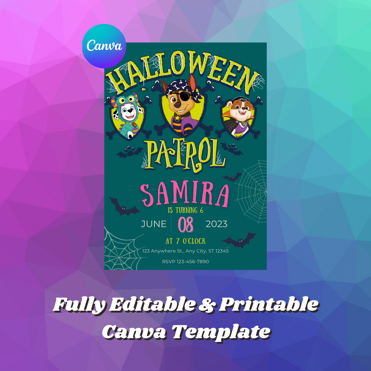 Paw Patrol Halloween Birthday Invitation Template