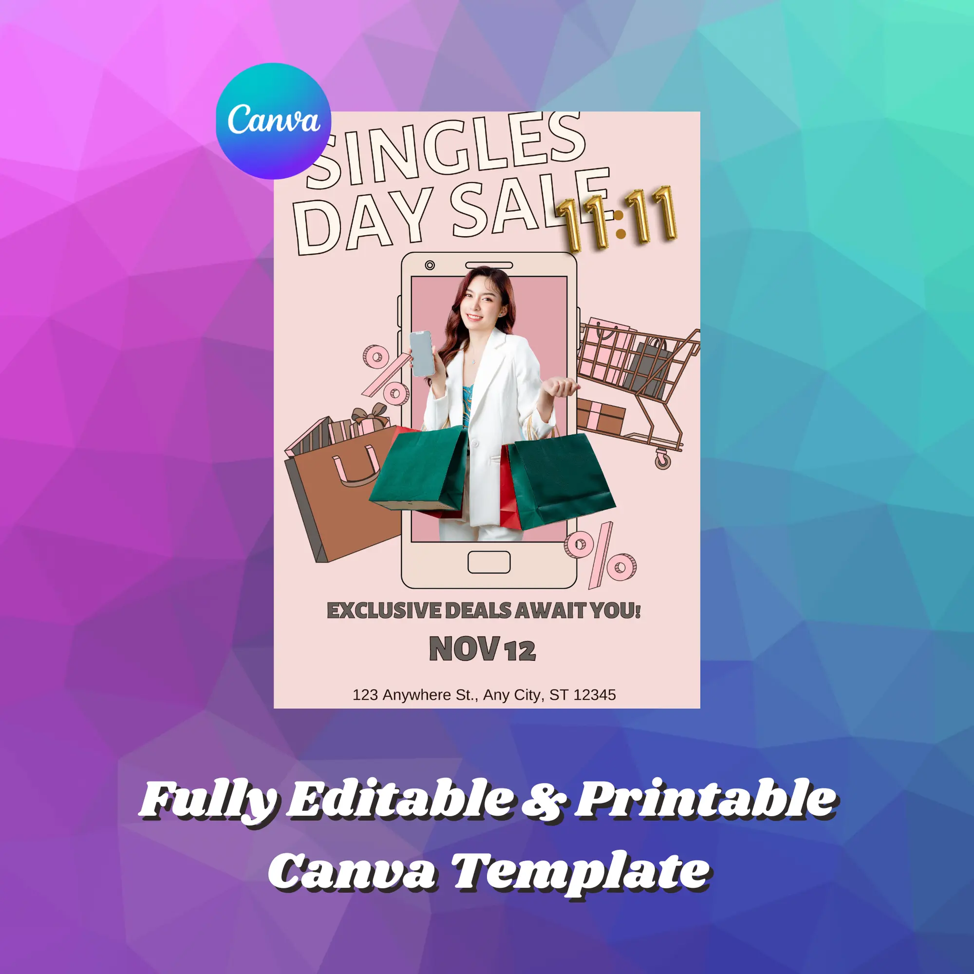 Singles Day Sale Invitation Flyer Template - CreativeRino
