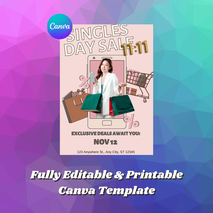 Singles Day Sale Invitation Flyer Template - CreativeRino