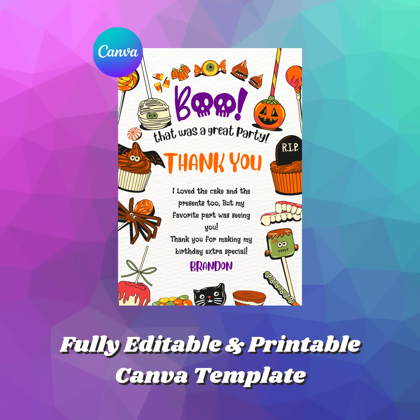 Halloween Thank You Card Template - CreativeRino