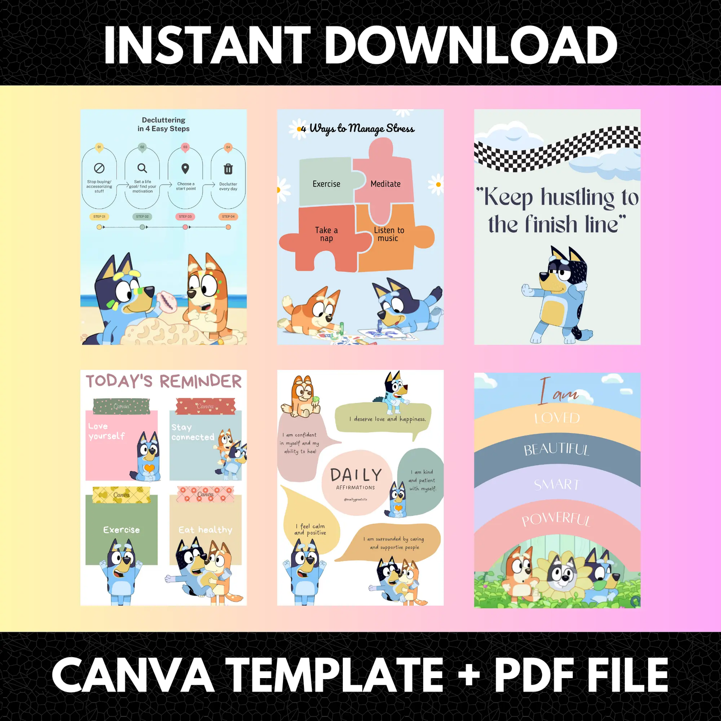 Bluey and Bingo Calm Down Corner Template - CreativeRino