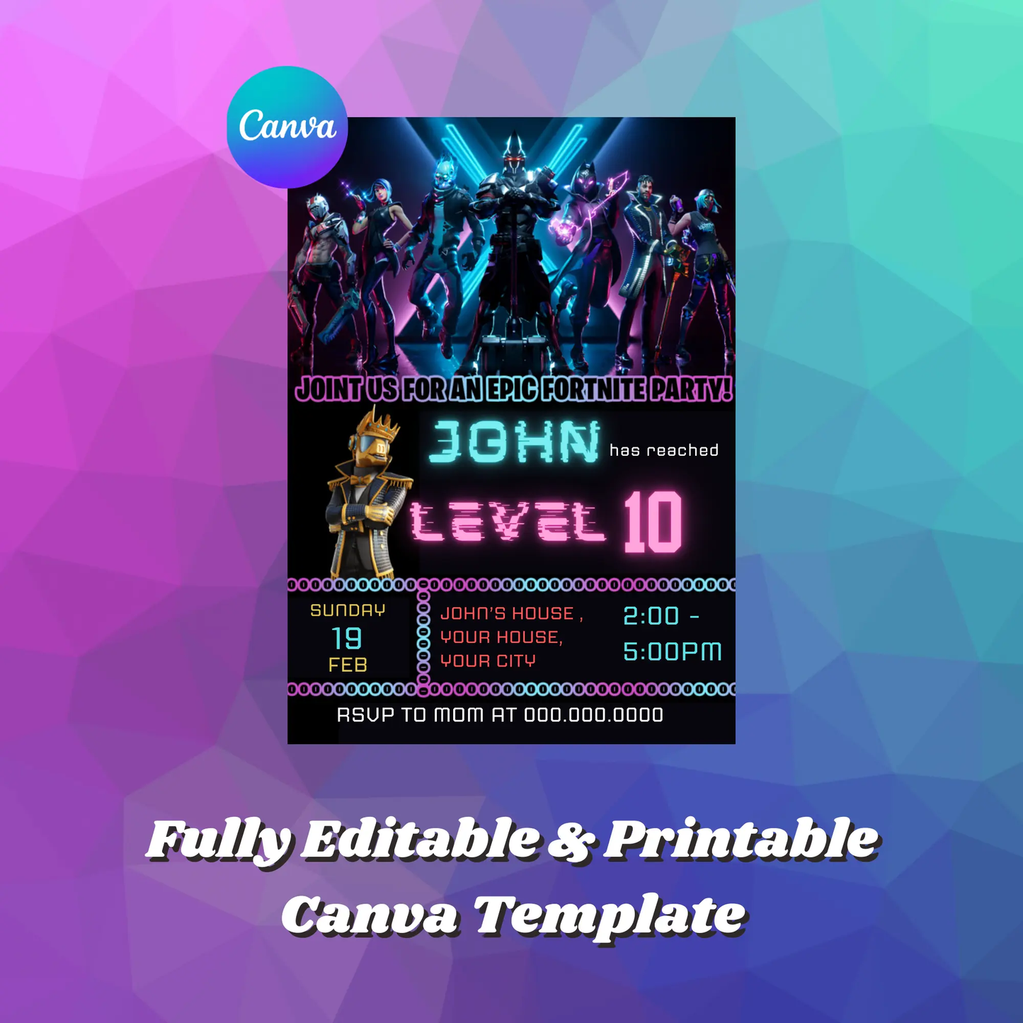 Fortnite Birthday Invitation Template - CreativeRino