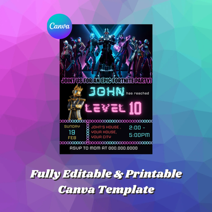 Fortnite Birthday Invitation Template - CreativeRino