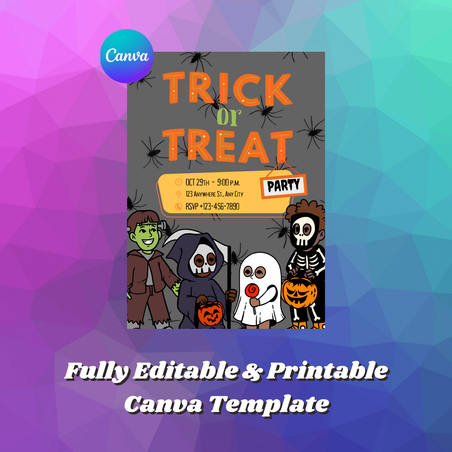 Halloween Trick or Treat Invitation Template | Halloween Trick or Treat Flyer