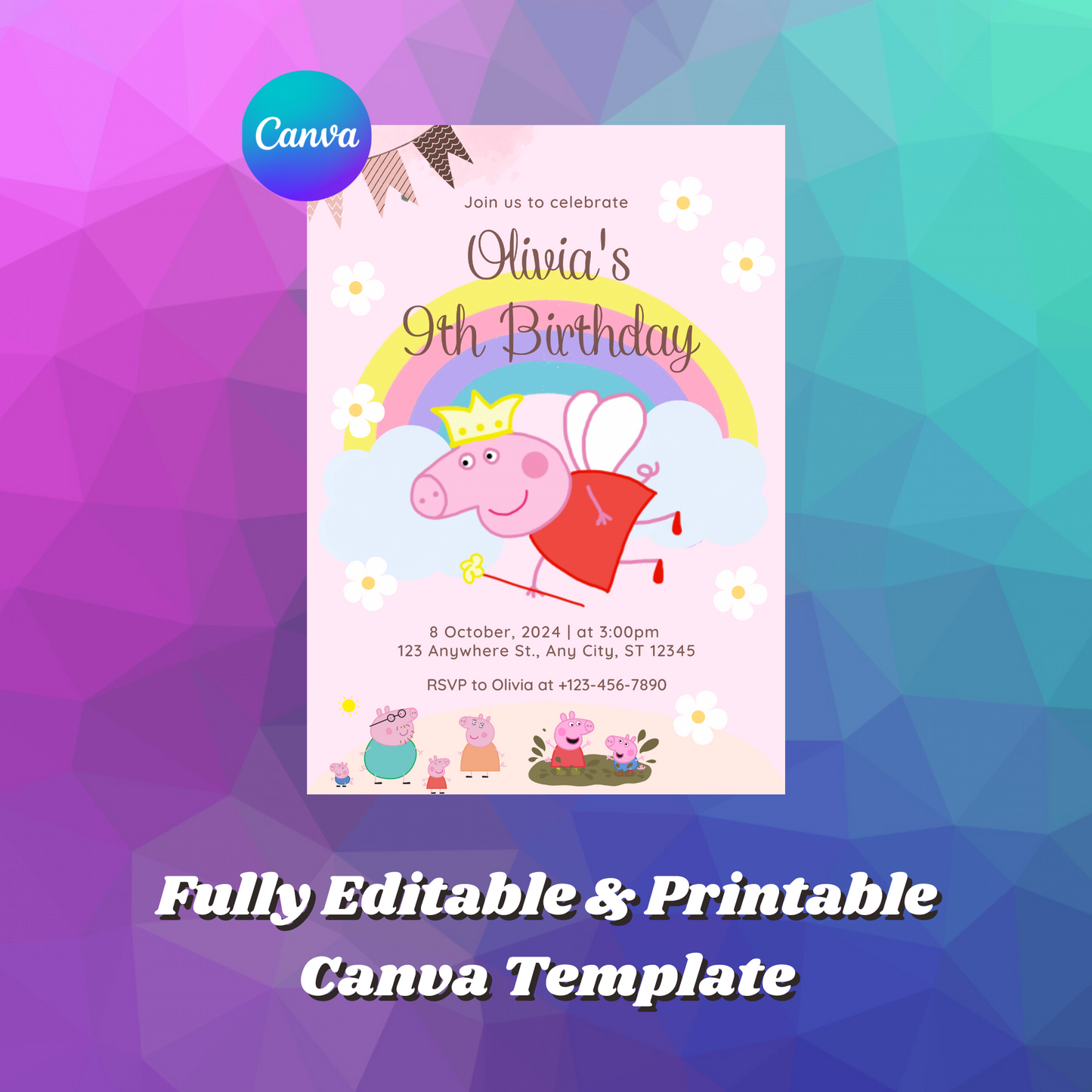 Peppa Pig Birthday Invitation Template